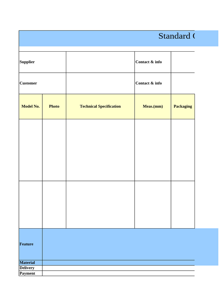 Standard Quotation Sheet Template | PDF