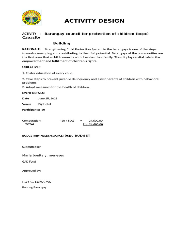 Barangay Child Protection Capacity Building | PDF