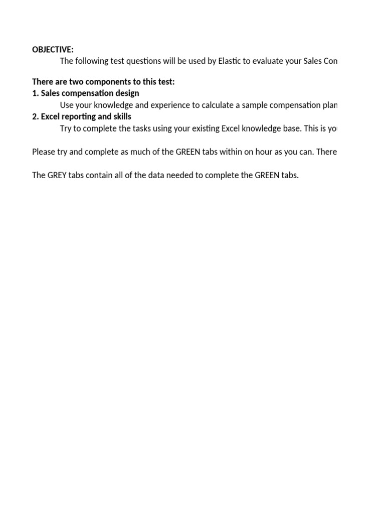 Sales Compensation Test Overview PDF — free download