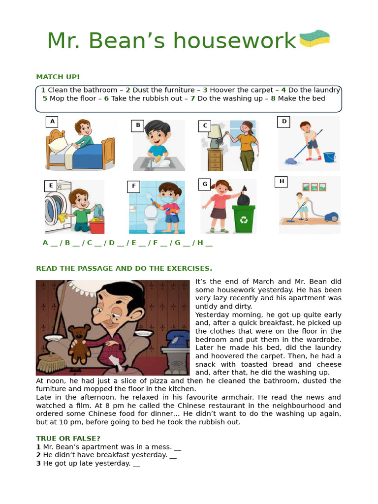 Mr. Bean's Housework Routine Explained | PDF | Home