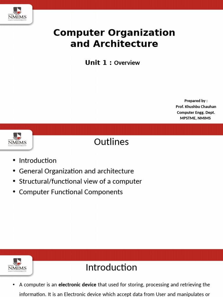 Unit 1 Overview - COA BTech IV B | PDF | Central Processing Unit ...