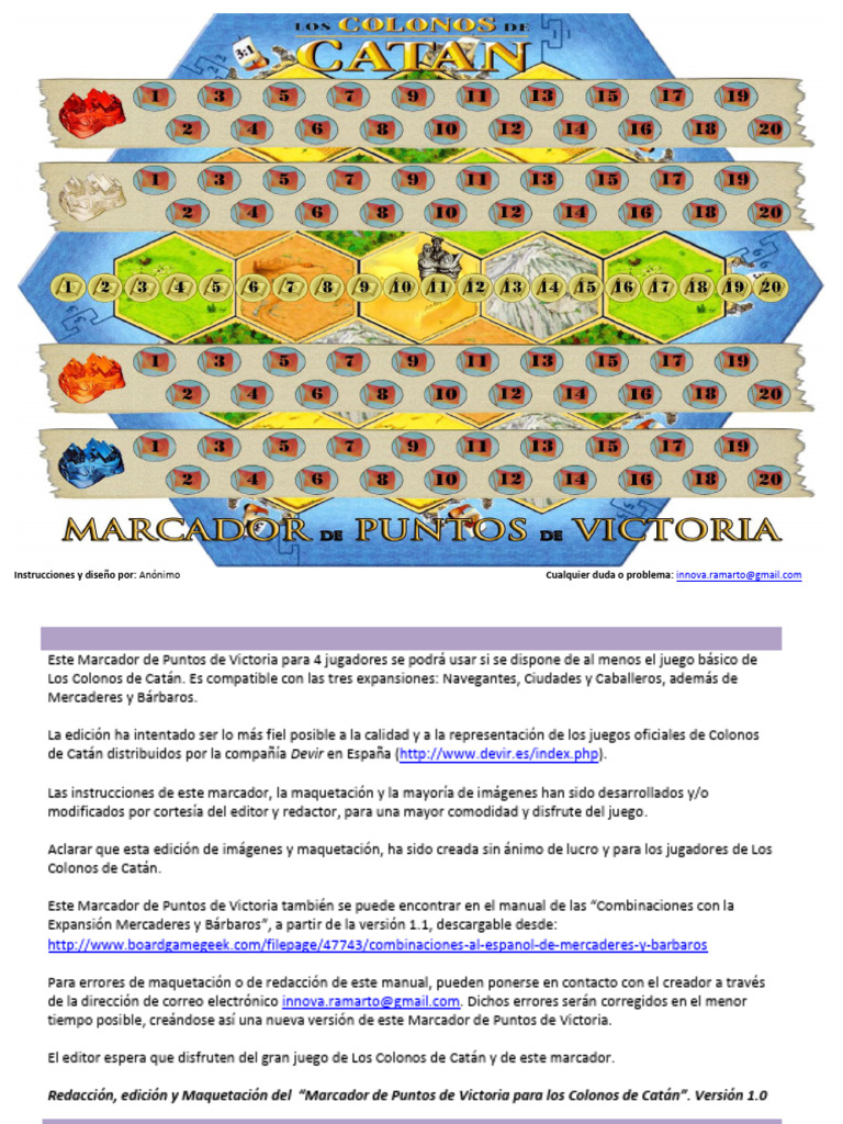 Marcador de Puntos de Victoria de Los Colonos de Catan v1.0 | PDF