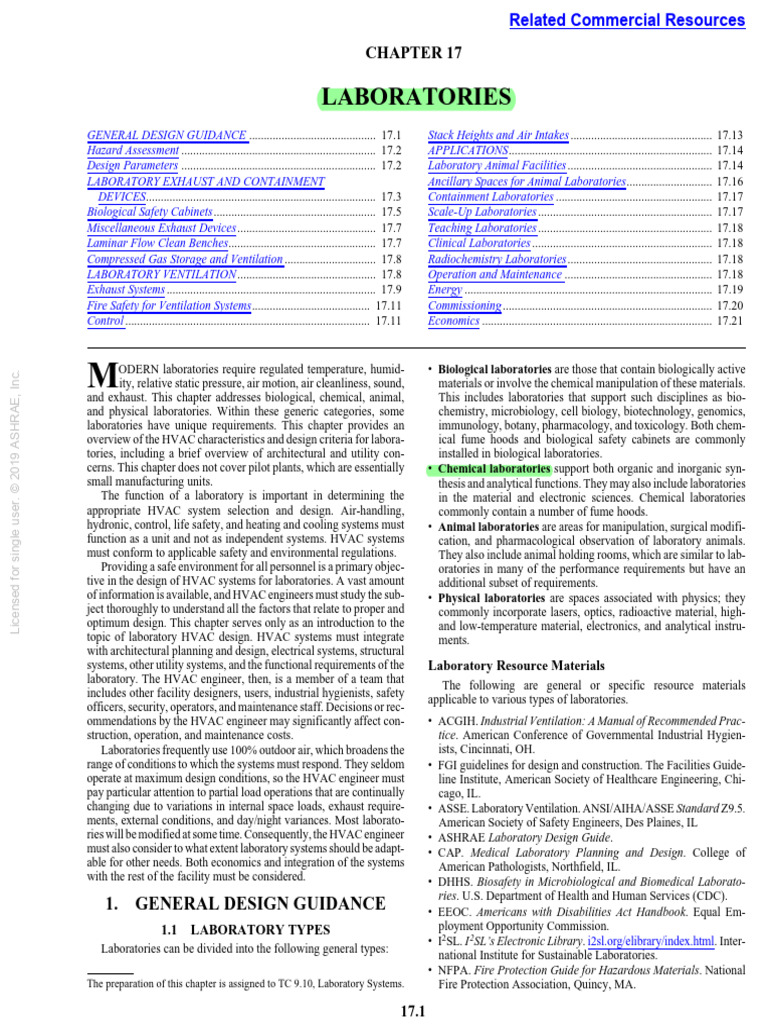 2019 A17 - Laboratories | PDF | Laboratories | Duct (Flow)