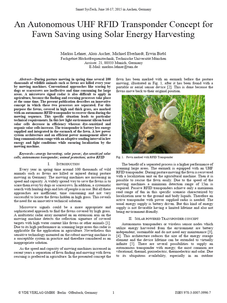 Solar-Powered RFID for Fawn Recovery | PDF | Solar Cell | Photovoltaics