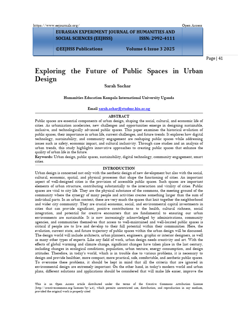 Exploring The Future of Public Spaces in Urban Design (WWW - Kiu.ac ...