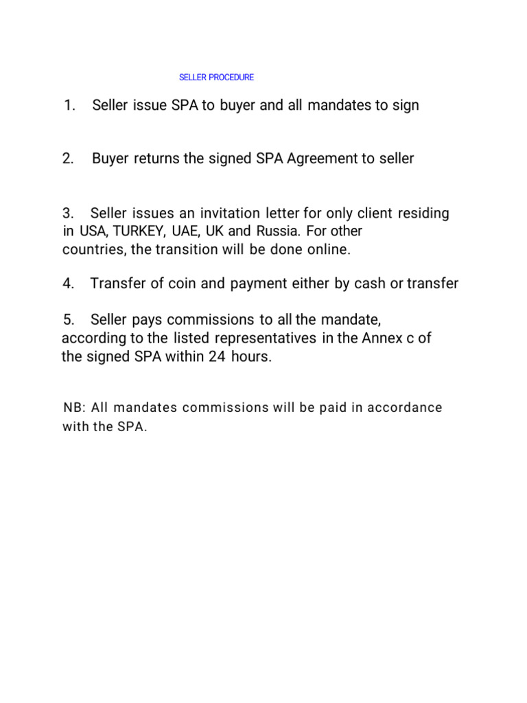 SCO Document: Seller Procedure Overview | PDF