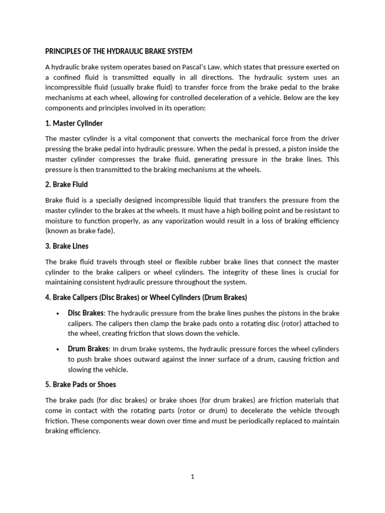 Principles of The Hydraulic Brake System | PDF | Anti Lock Braking ...