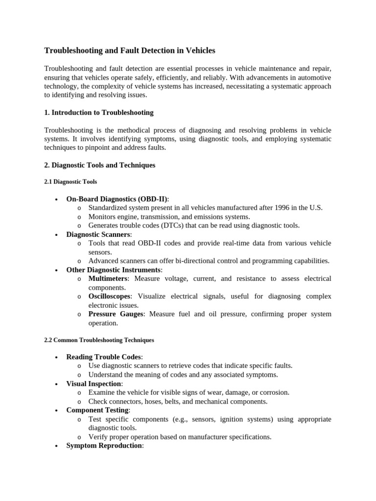 Vehicle Troubleshooting and Fault Detection | PDF | Troubleshooting ...