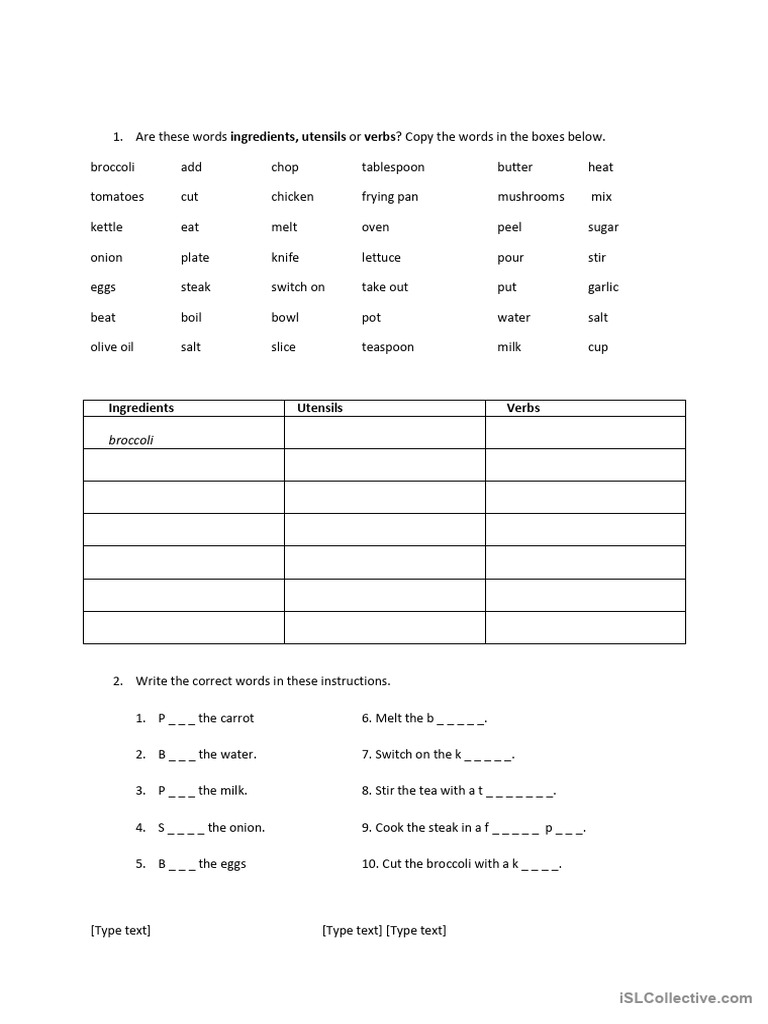Cooking Vocabulary | PDF