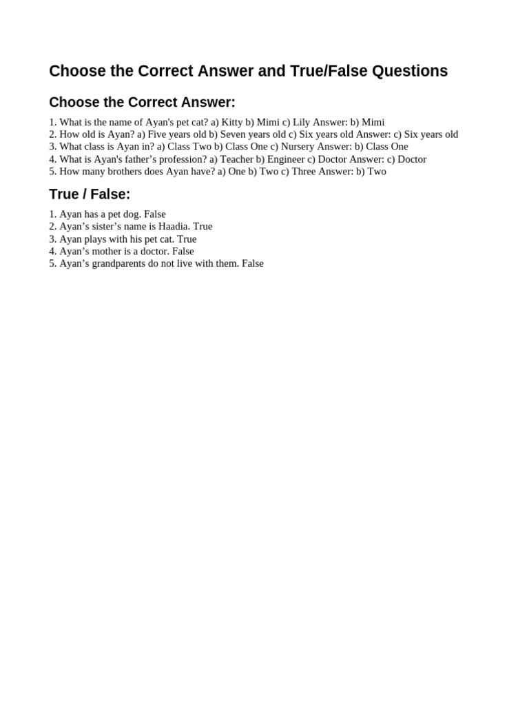Ayan's Trivia: Questions & Answers | PDF