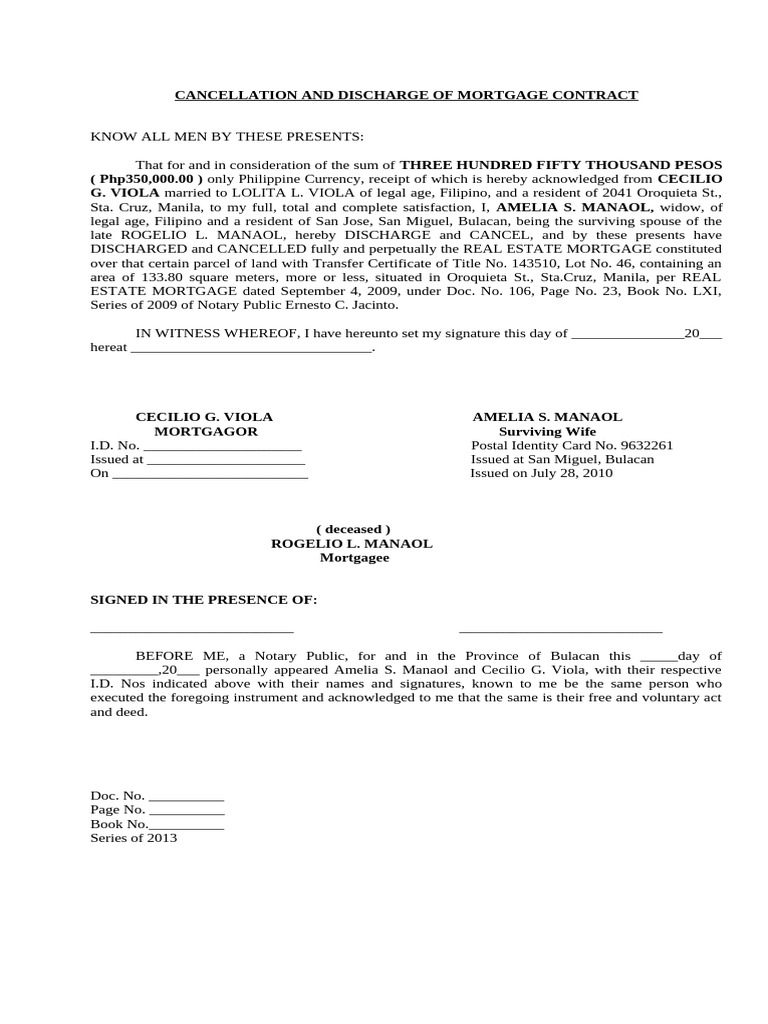 Cancellation of Mortgage | PDF