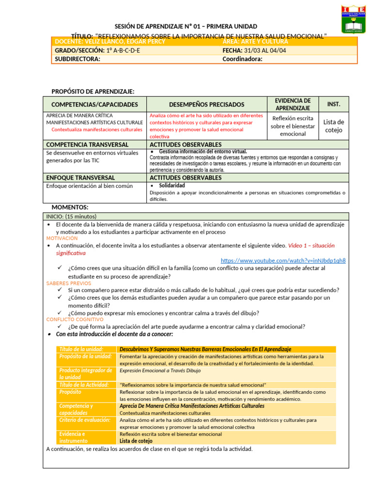 Salud Emocional y Arte en Aprendizaje | PDF | Las emociones | Bailes