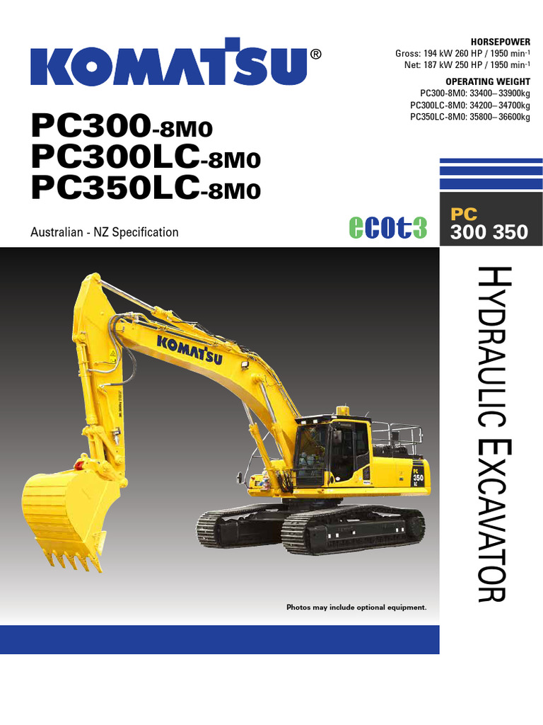 Komatsu PC300-8M0 & PC350LC-8M0 Specs | PDF | Horsepower | Manufactured ...