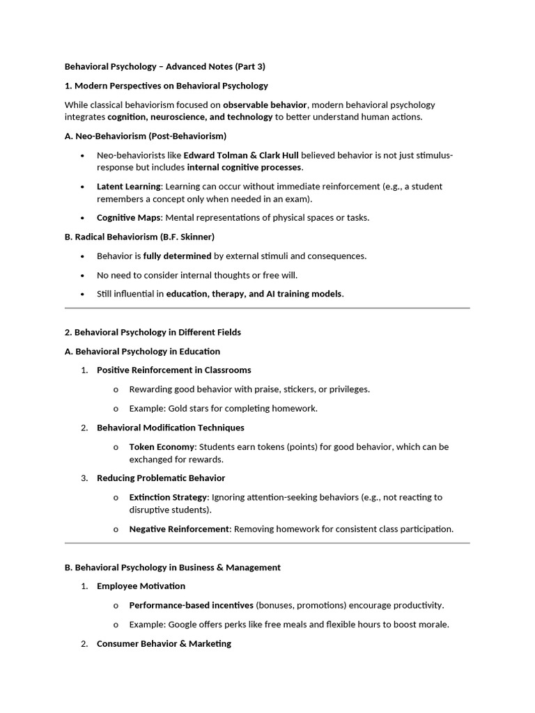 Advanced Behavioral Psychology Insights | PDF | Behaviorism ...