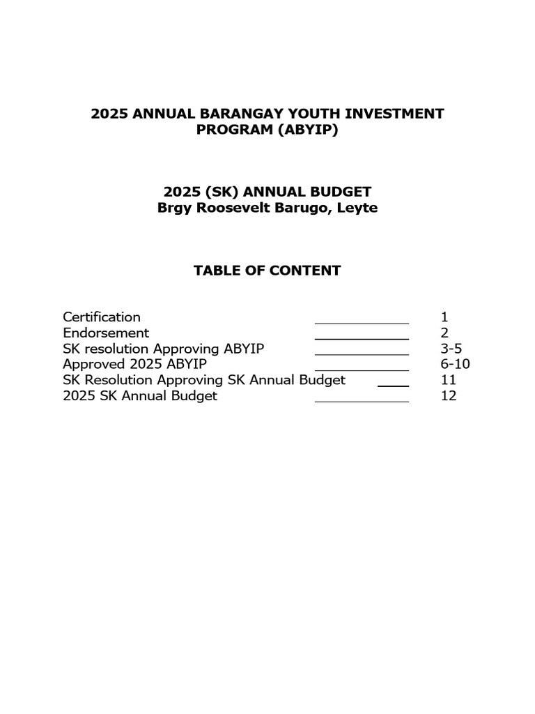 SK Roosvelt Budget Edited | PDF
