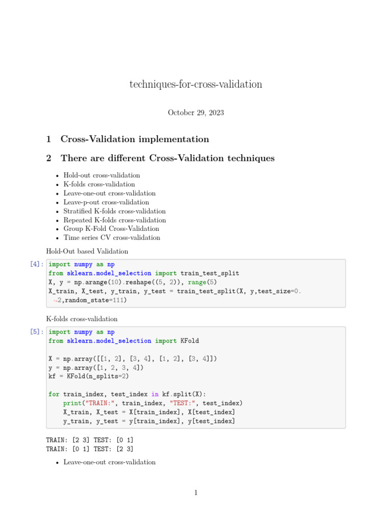 Cross-Validation Techniques Explained | PDF | Cross Validation ...