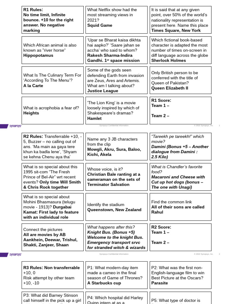 Quiz Guru Challenge Questions | PDF