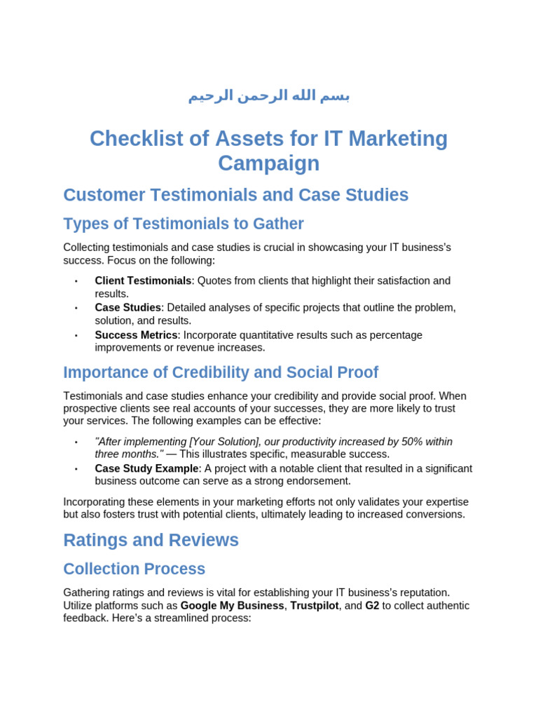 Checklist of Assets For IT Marketing Campaign | PDF | Target Audience ...