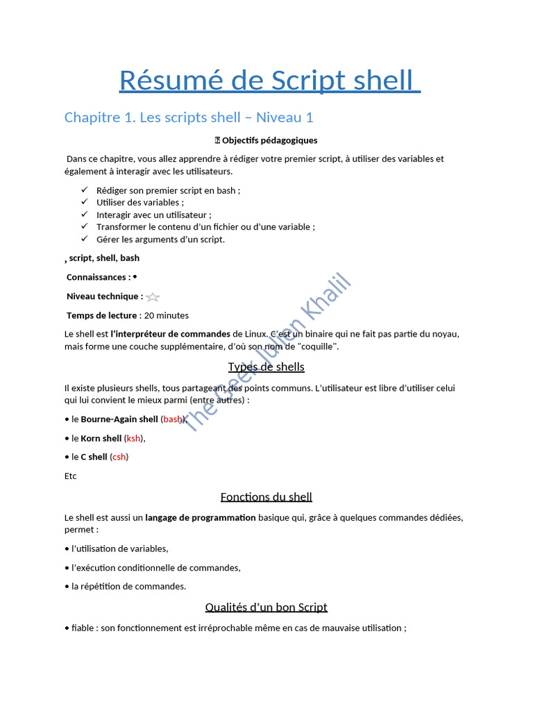 Introduction aux scripts shell en bash | PDF | Structure de contrôle ...