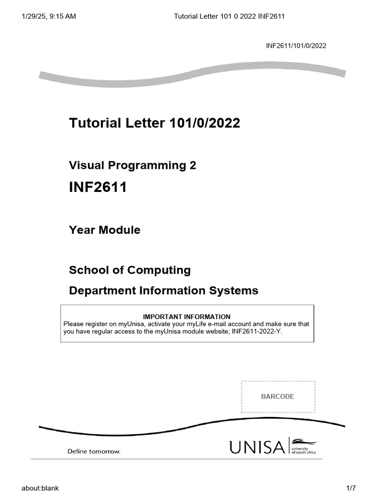 Tutorial Letter 101 0 2022 INF2611 | PDF | Graphical User Interfaces ...