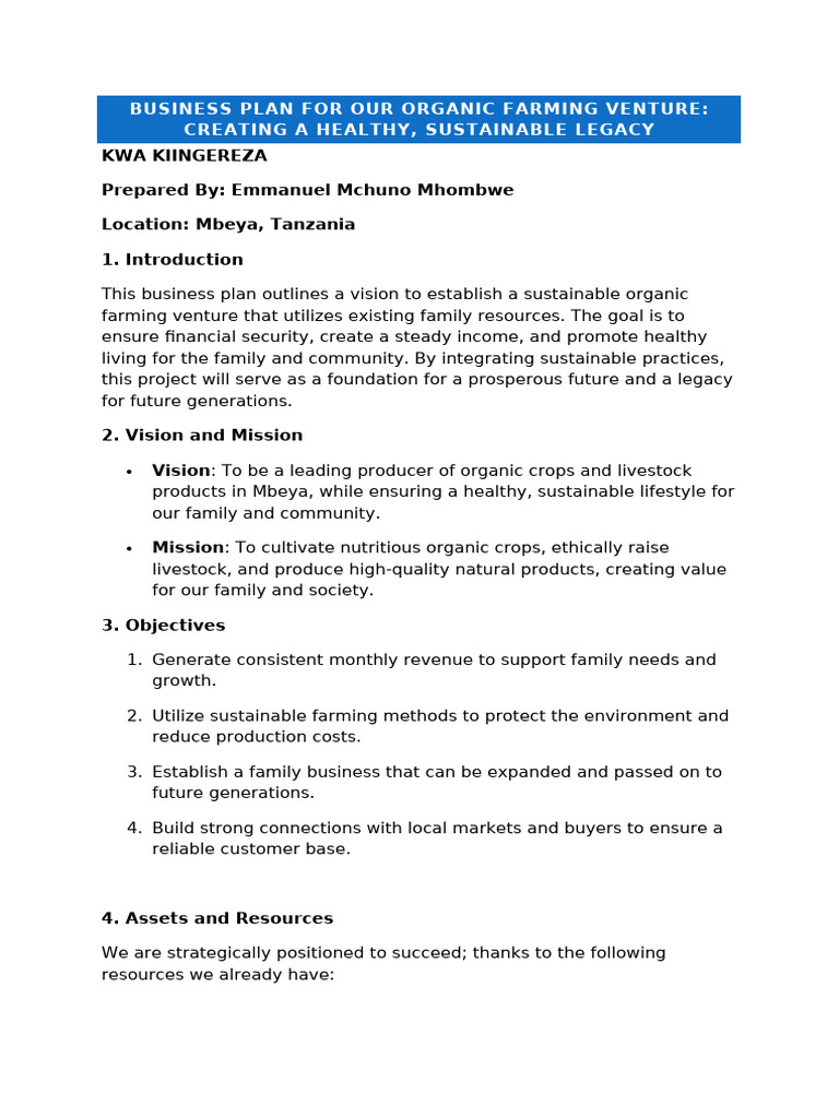 Organic Farming Business Plan Overview | PDF | Agriculture | Sustainable Agriculture