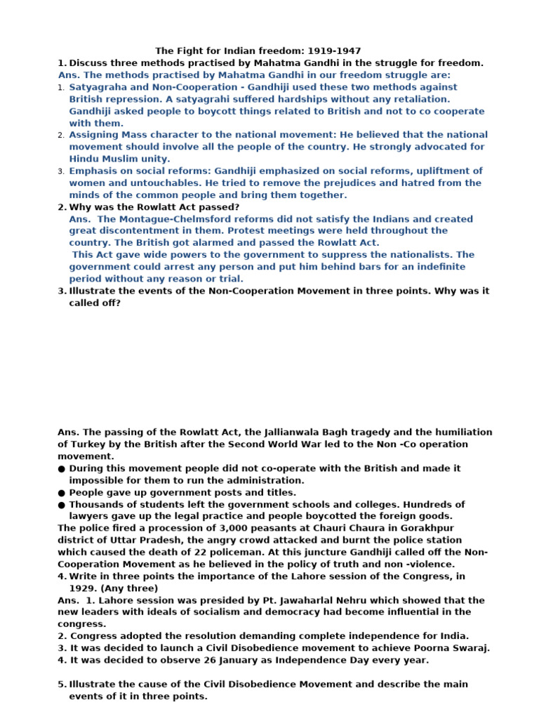 Indian Freedom Struggle: Key Events & Leaders | PDF | Mahatma Gandhi ...