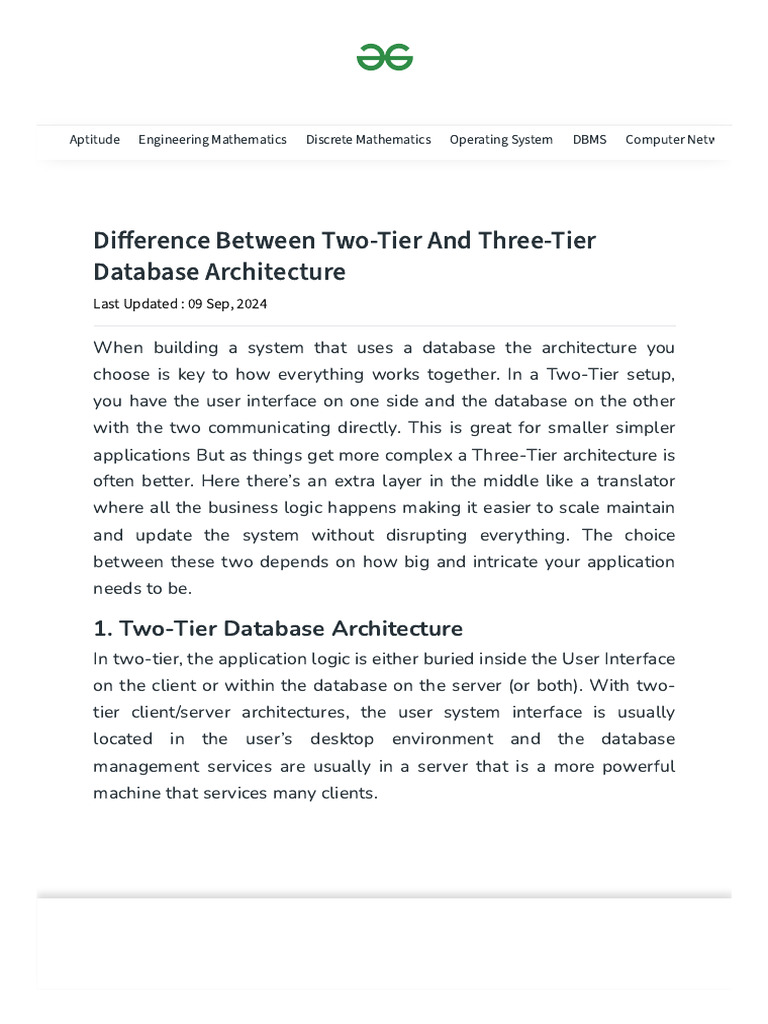 Difference Between Two-Tier and Three-Tier Database Architecture ...