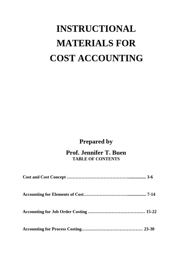 Cost Accounting Instructional Materials | PDF | Cost Of Goods Sold ...