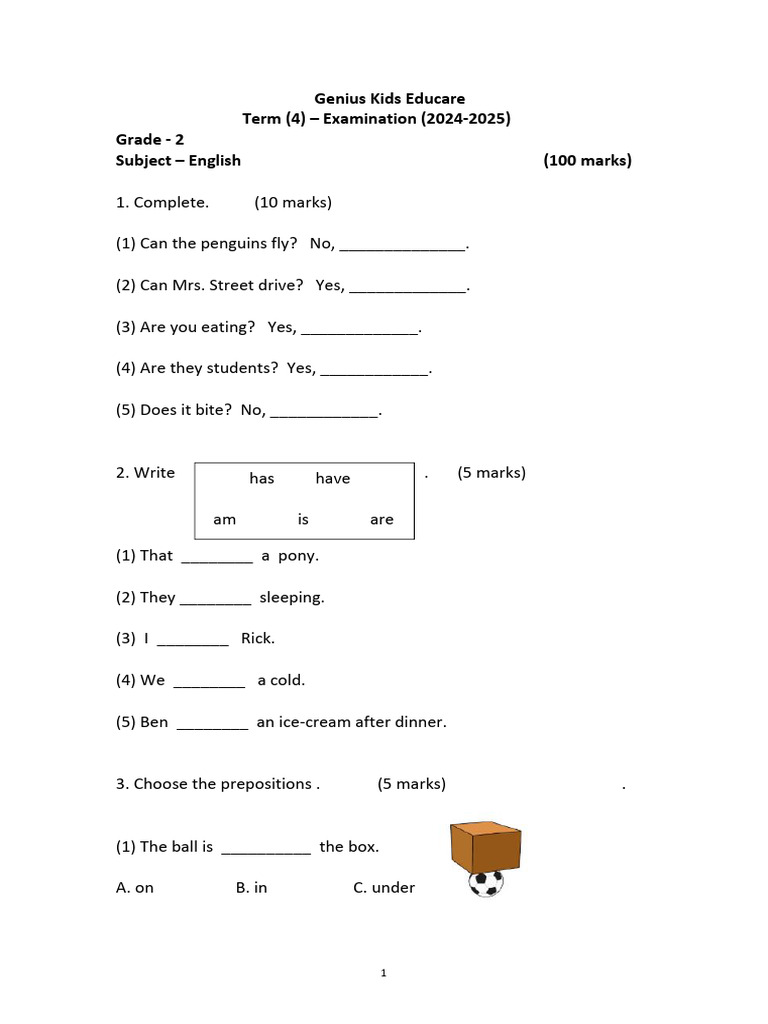 Grade 2 - English - Term 4 - Genius Kids Educare | PDF