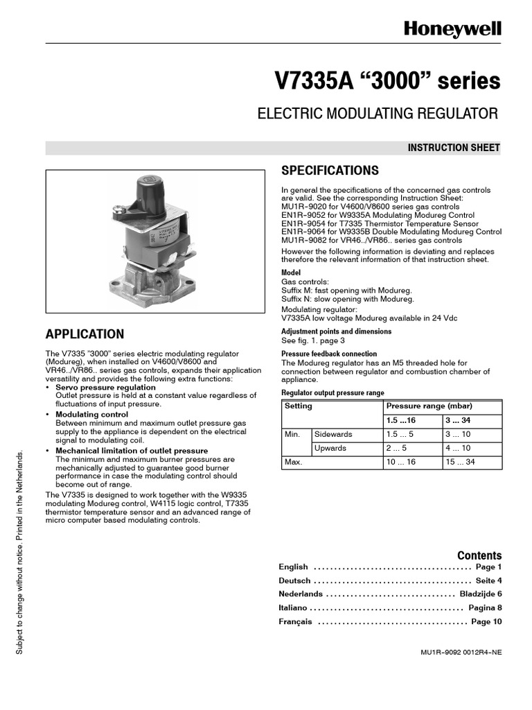 Electric Modulating Gas Regulator Guide | PDF | Feedback | Pressure