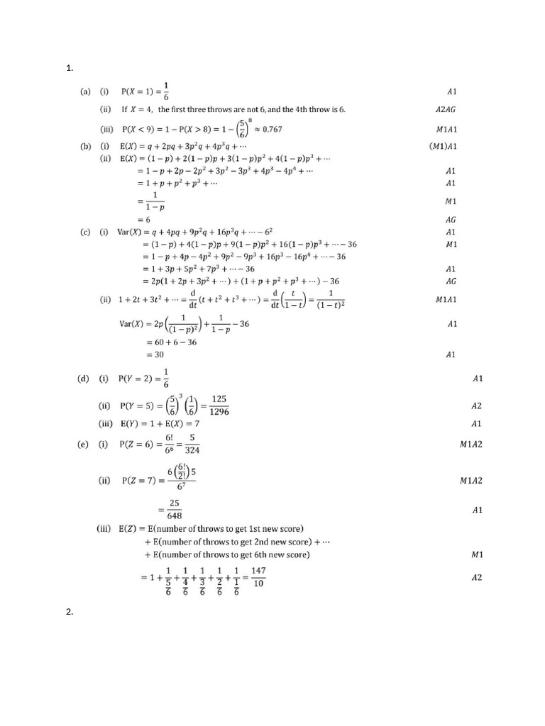 Stats and Probability Answers Paper 3 | PDF