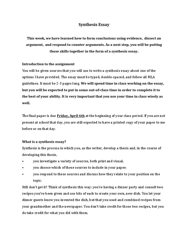 process of writing a synthesis essay