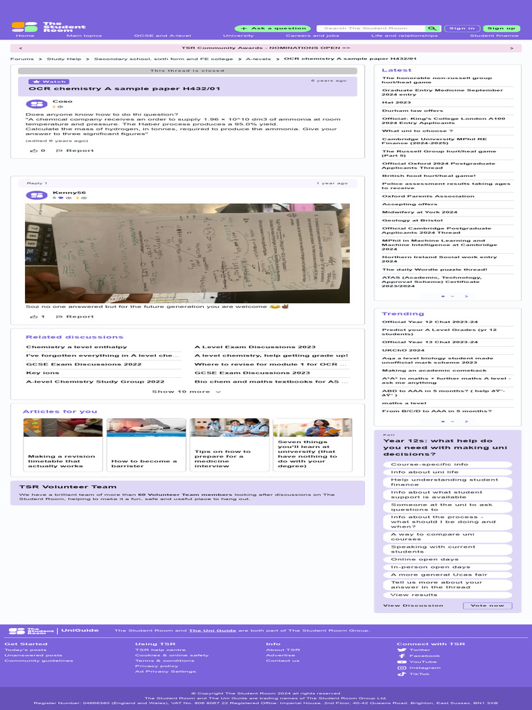 OCR Chemistry A Sample Paper H43201 - The Student Room | PDF ...