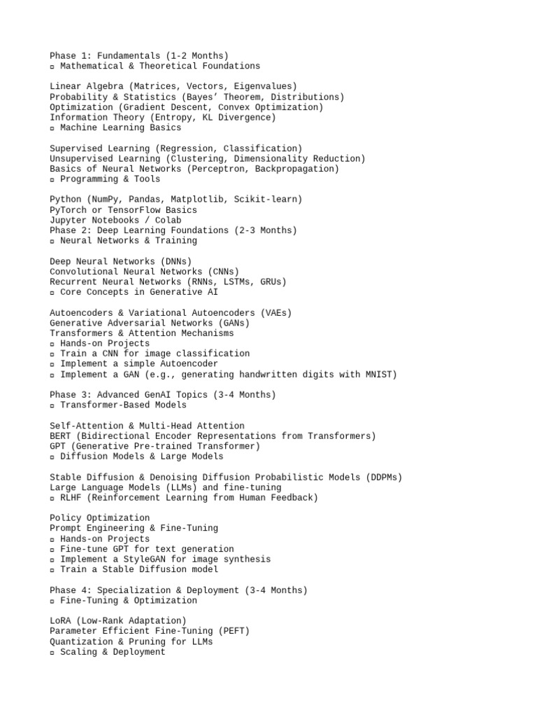 Generative AI Developer Roadmap | PDF | Deep Learning | Artificial ...