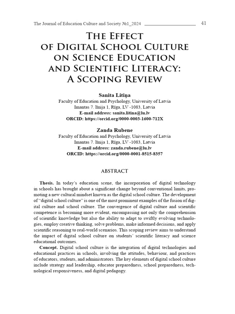 Impact of Digital School Culture on Science Literacy | PDF ...
