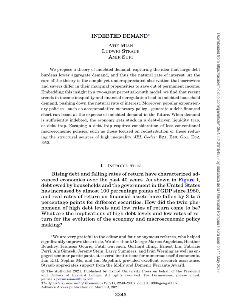 Indebted Demand and Interest Rates | PDF | Interest | Utility