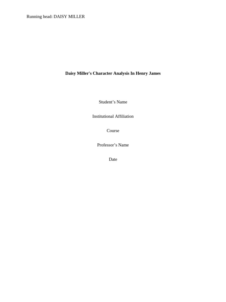 Daisy Miller: Character and Society Analysis | PDF | Social Psychology ...
