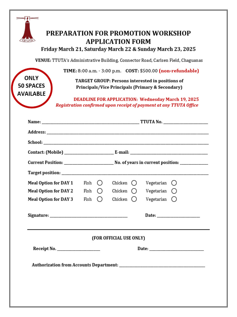 Promotion Workshop Application Form | PDF