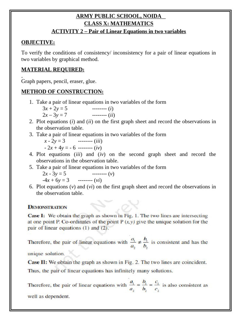 Maths Linear Equations - 1 | PDF