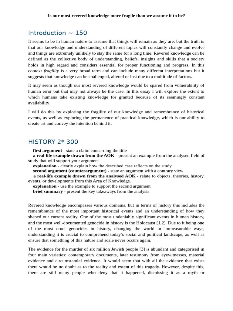 TOK Essay - Second Draft - 29.01.2025 2 | PDF | Knowledge