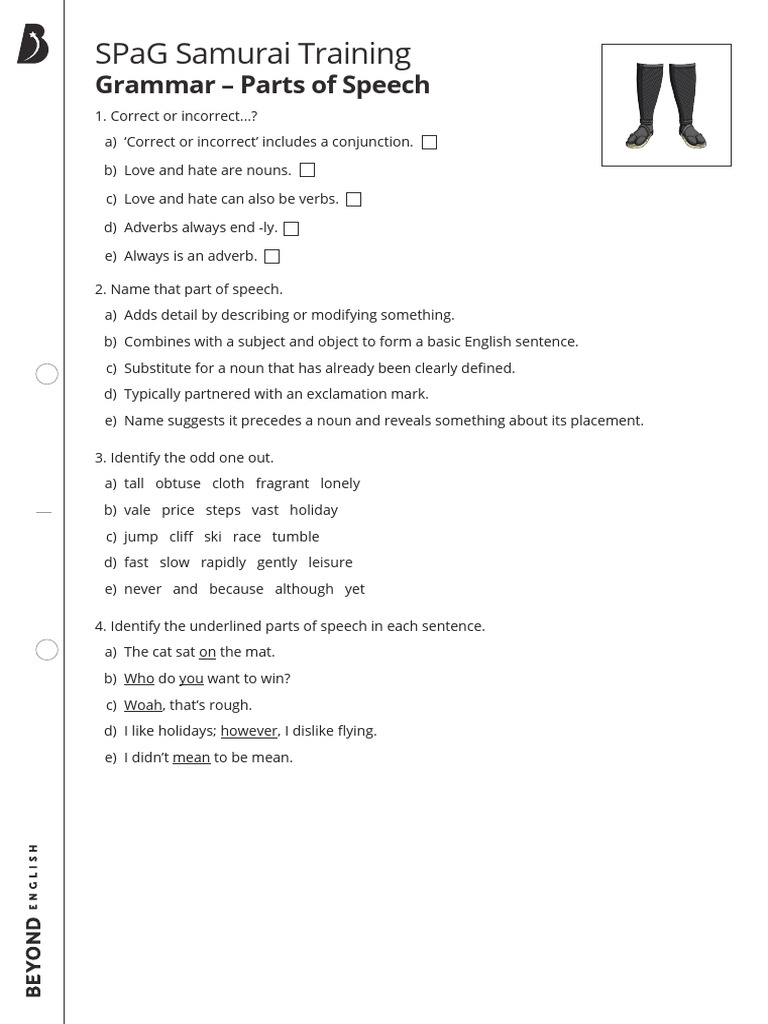 Parts of Speech Training Guide | PDF