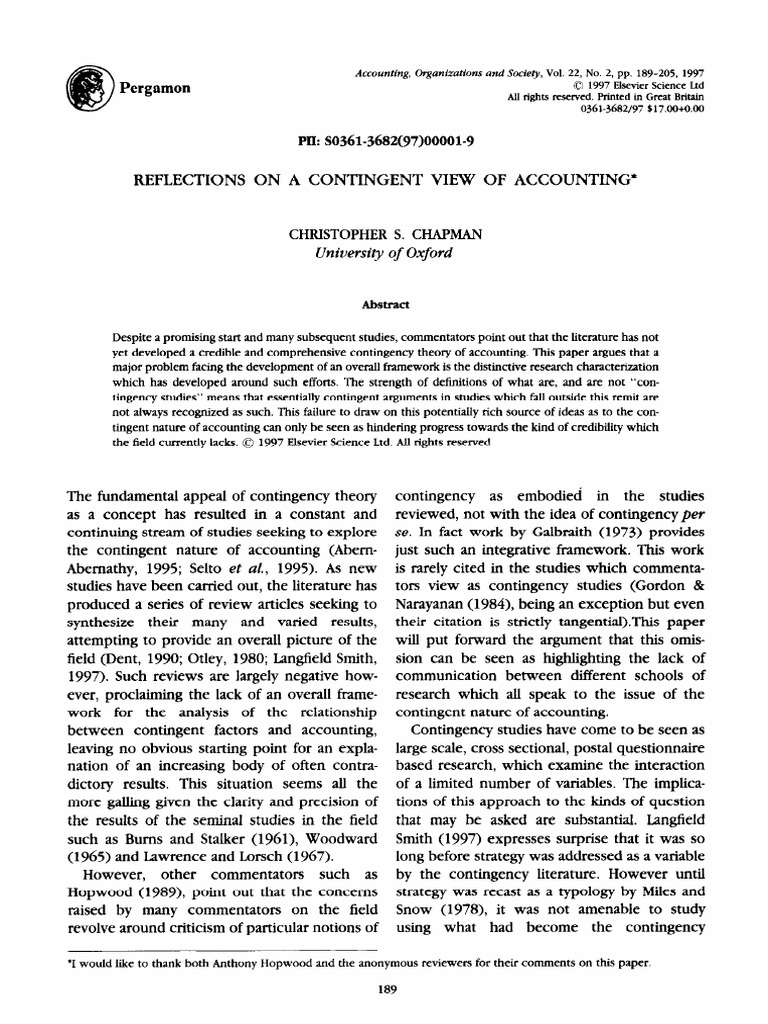Contingency Theory in Accounting Analysis | PDF | Information | Hypothesis