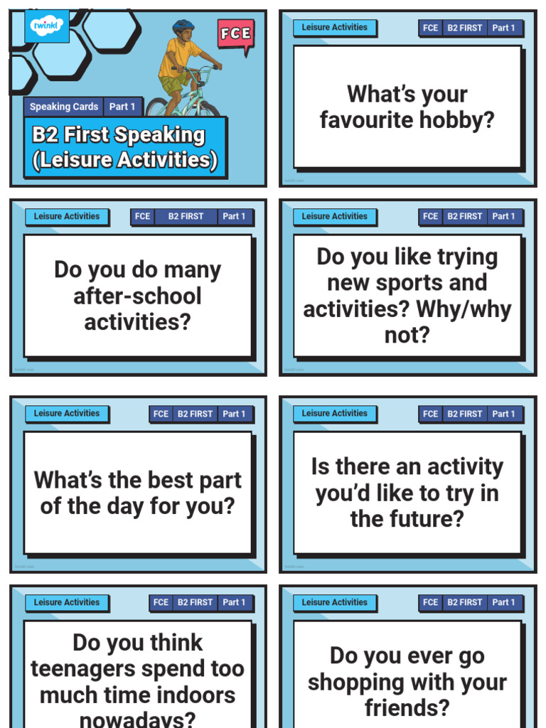 B2 First Speaking: Leisure Activities | PDF | English As A Second Or ...