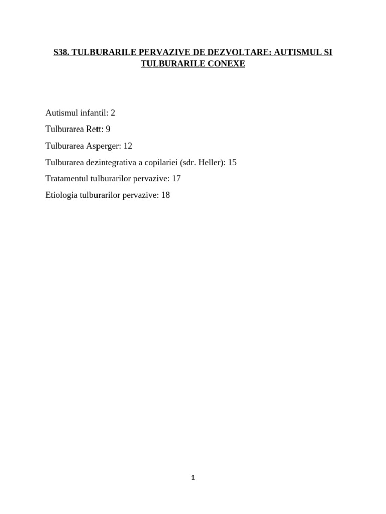 S38 Autismul Si Tulburarile Conexe | PDF
