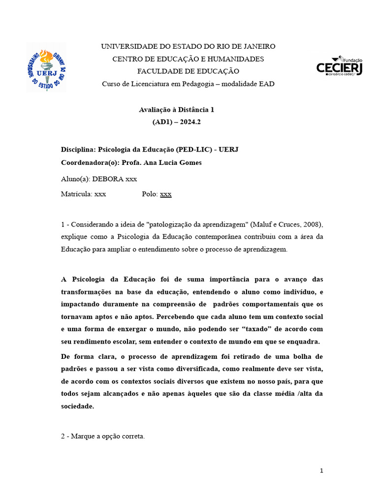 Psicologia da Educação e Aprendizagem | PDF | Aprendizado | Psicologia