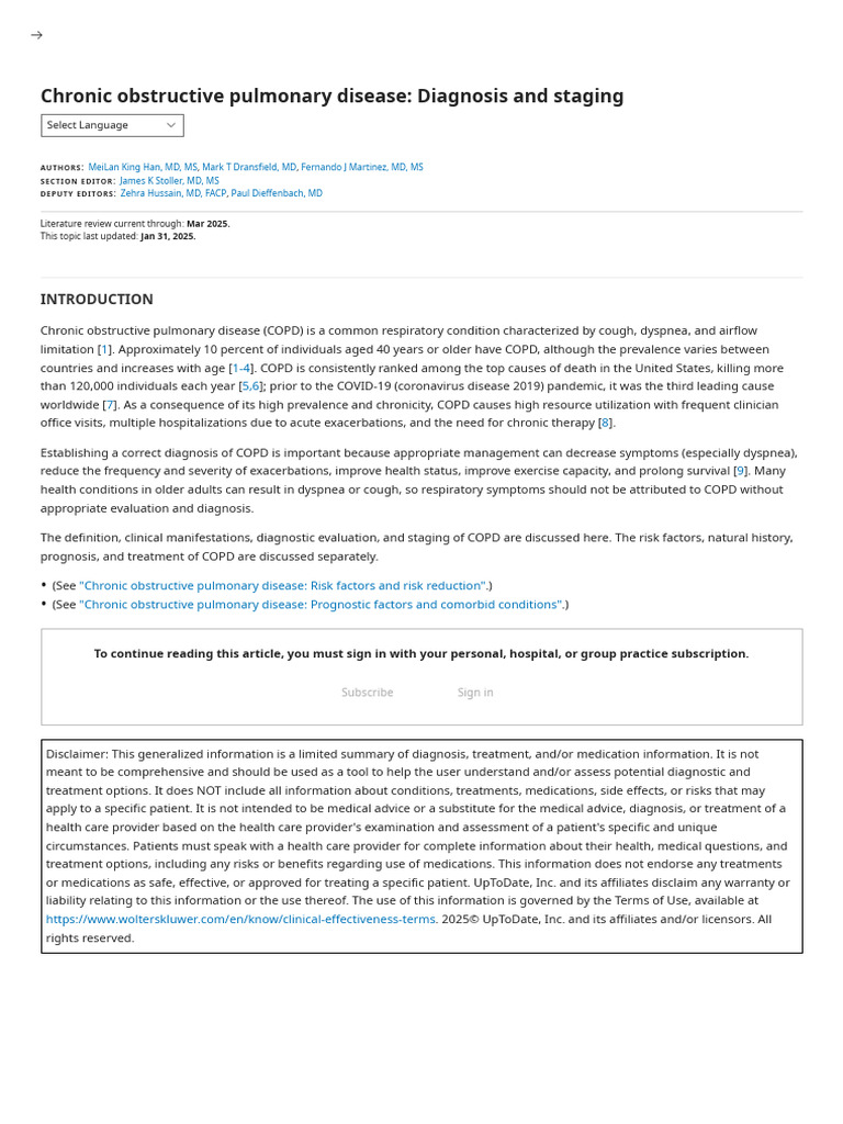 Chronic obstructive pulmonary disease_ Diagnosis and staging - UpToDate ...