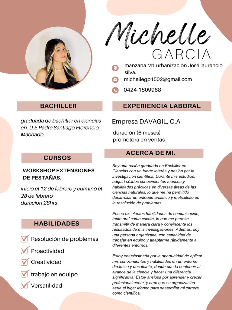 Curriculum CV Resume Profesional Marketing Creativo Rosa | PDF ...