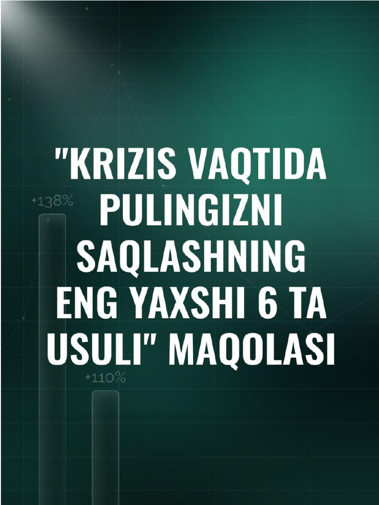Krizis vaqtida pullarni saqlashning eng yaxshi 6 usuli | PDF