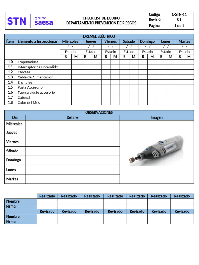 Inspección Dremel Eléctrico | PDF