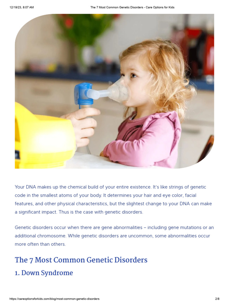 The 7 Most Common Genetic Disorders - Care Options For Kids | PDF ...